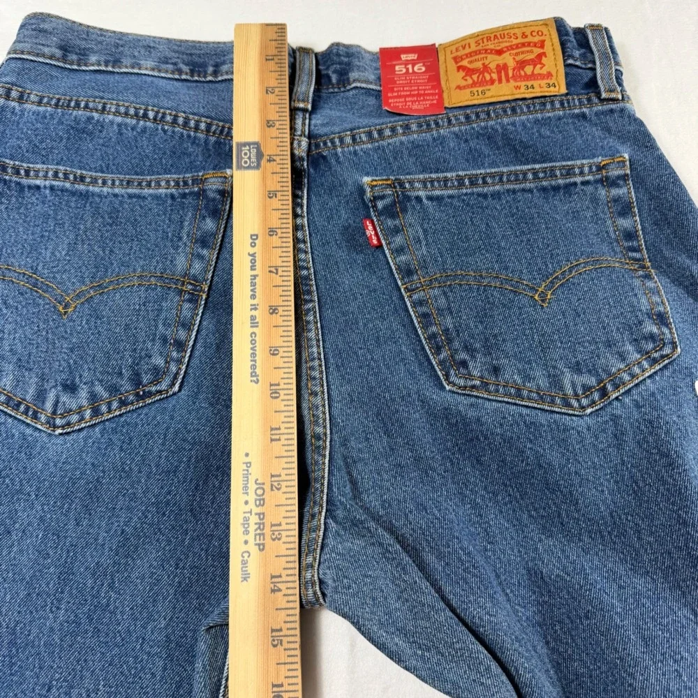 Levi's 516 Slim Straight Jeans Mens 34x34 Blue Denim Classic‎ Aesthetic NWT
